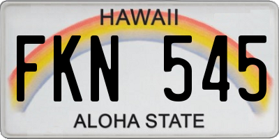 HI license plate FKN545