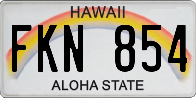 HI license plate FKN854
