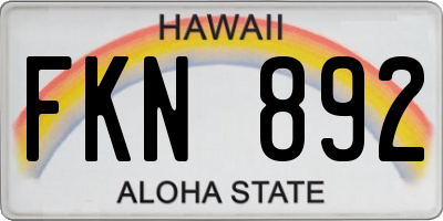 HI license plate FKN892
