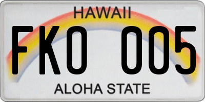 HI license plate FKO005