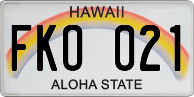 HI license plate FKO021
