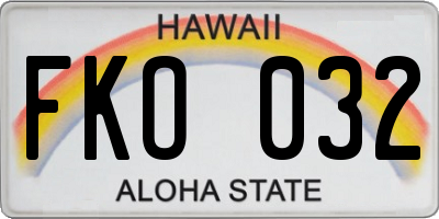 HI license plate FKO032