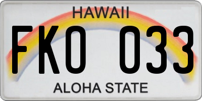 HI license plate FKO033