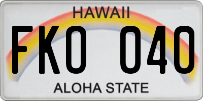 HI license plate FKO040