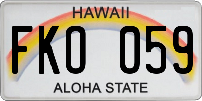 HI license plate FKO059