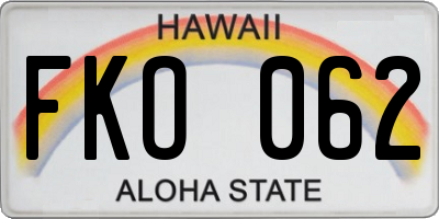 HI license plate FKO062
