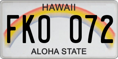 HI license plate FKO072