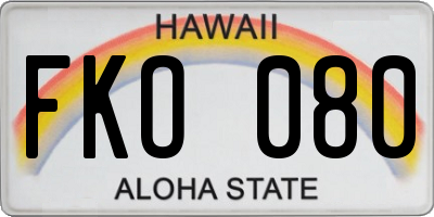 HI license plate FKO080