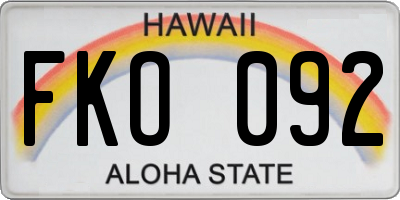 HI license plate FKO092