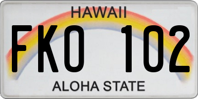 HI license plate FKO102