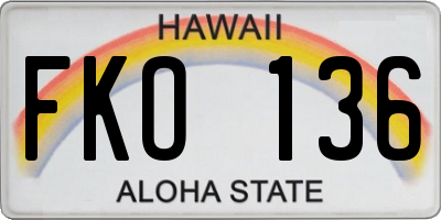 HI license plate FKO136