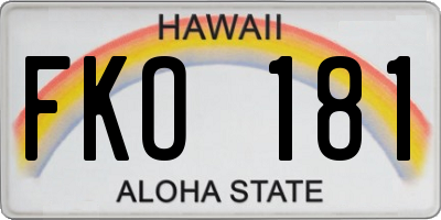 HI license plate FKO181