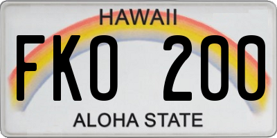 HI license plate FKO200