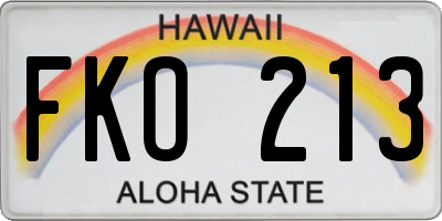 HI license plate FKO213