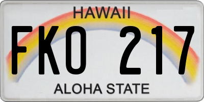 HI license plate FKO217