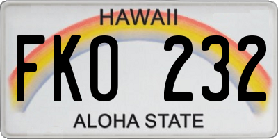 HI license plate FKO232