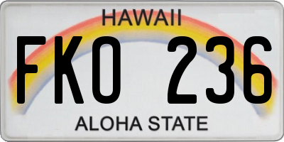 HI license plate FKO236