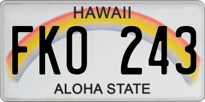 HI license plate FKO243