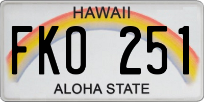HI license plate FKO251