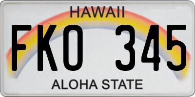 HI license plate FKO345