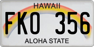 HI license plate FKO356