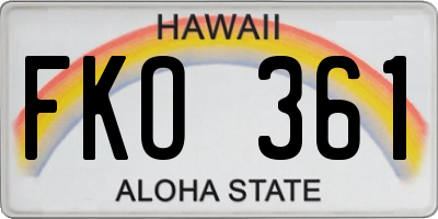 HI license plate FKO361