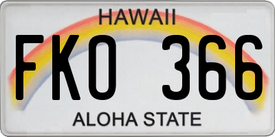 HI license plate FKO366