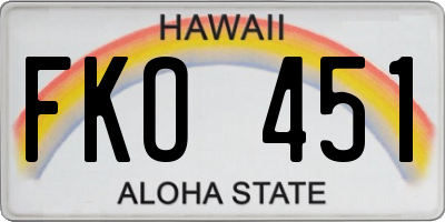 HI license plate FKO451