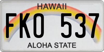 HI license plate FKO537