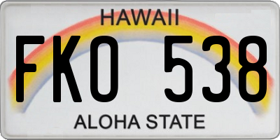 HI license plate FKO538