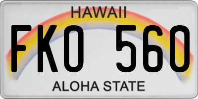 HI license plate FKO560