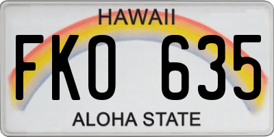 HI license plate FKO635