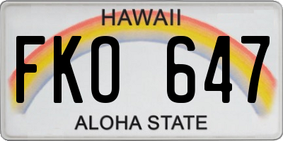 HI license plate FKO647