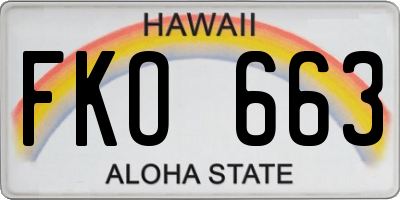 HI license plate FKO663