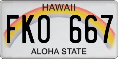 HI license plate FKO667