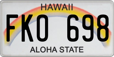HI license plate FKO698