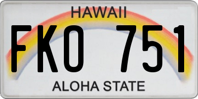 HI license plate FKO751