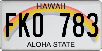 HI license plate FKO783