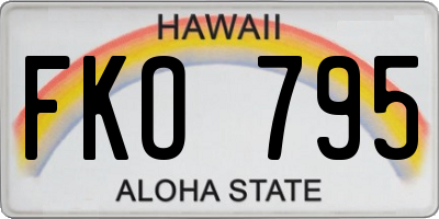 HI license plate FKO795