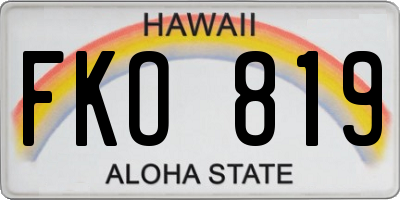 HI license plate FKO819