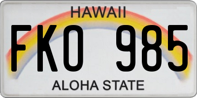 HI license plate FKO985