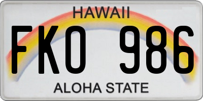 HI license plate FKO986