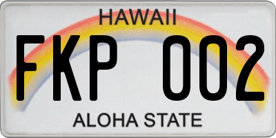 HI license plate FKP002