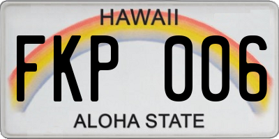 HI license plate FKP006
