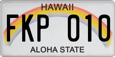HI license plate FKP010