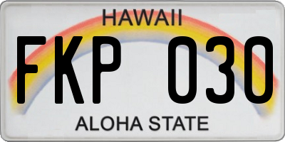 HI license plate FKP030