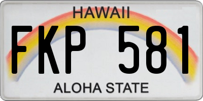 HI license plate FKP581