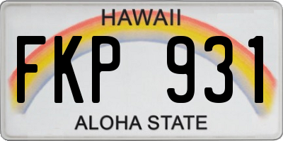 HI license plate FKP931