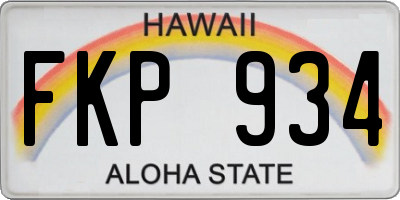 HI license plate FKP934