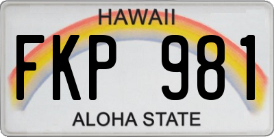 HI license plate FKP981